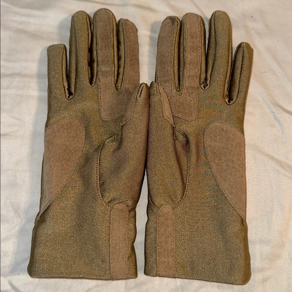 Vintage Totes‎ Isotoner Aris Quilted Tan/Gold Winter Gloves with Embellishments